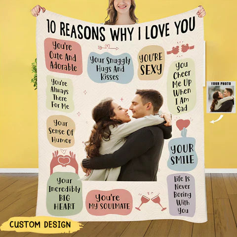 ALURA™  - 10 REASON WHY I LOVE - PERSONALIZED PHOTO BLANKET